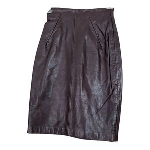 Vintage 80s Michael Hoban For North Beach Brown Leather Pencil Skirt Size 3/4